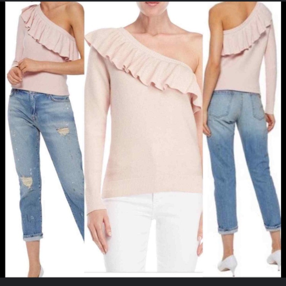Rebecca Minkoff Pale Pink One Shoulder Sweater